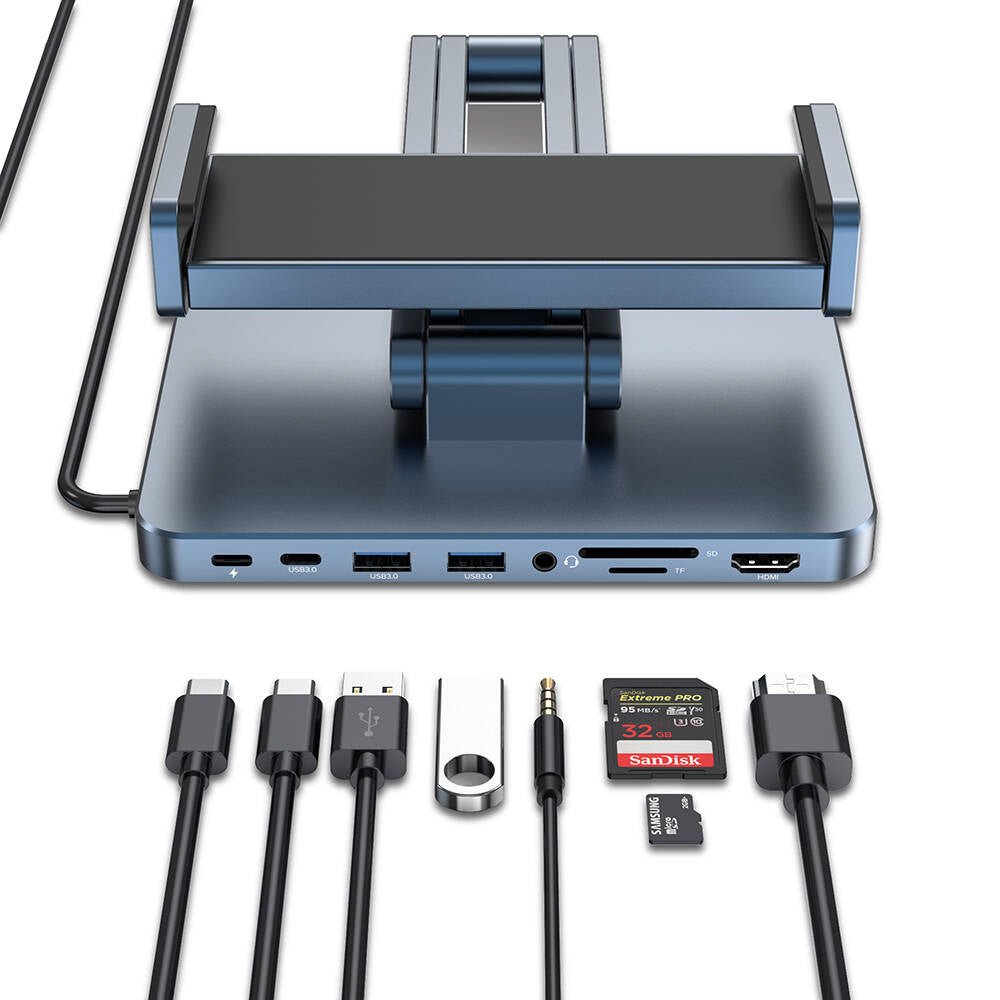 AH801 8‑in‑1 Ayarlanabilir USB‑C Hub & Tablet Standı 4K