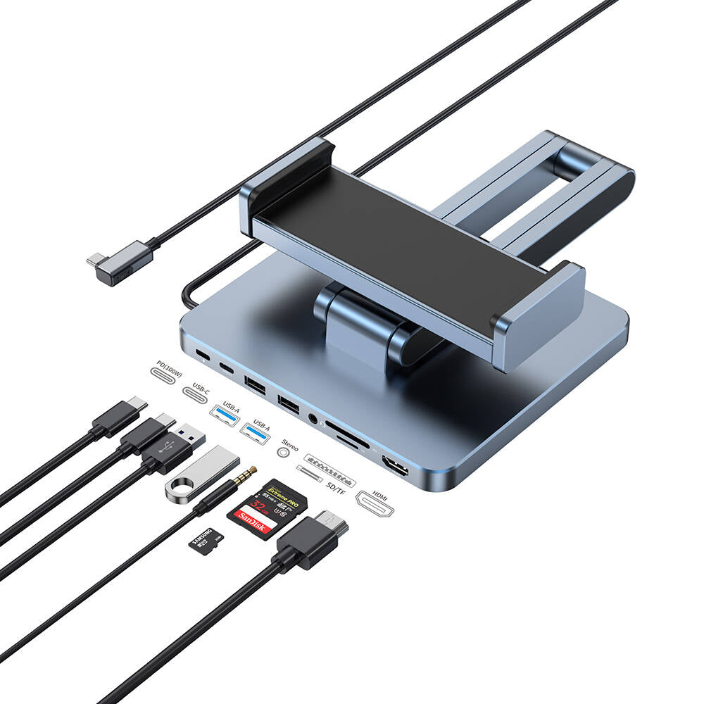AH801 8‑in‑1 Ayarlanabilir USB‑C Hub & Tablet Standı 4K