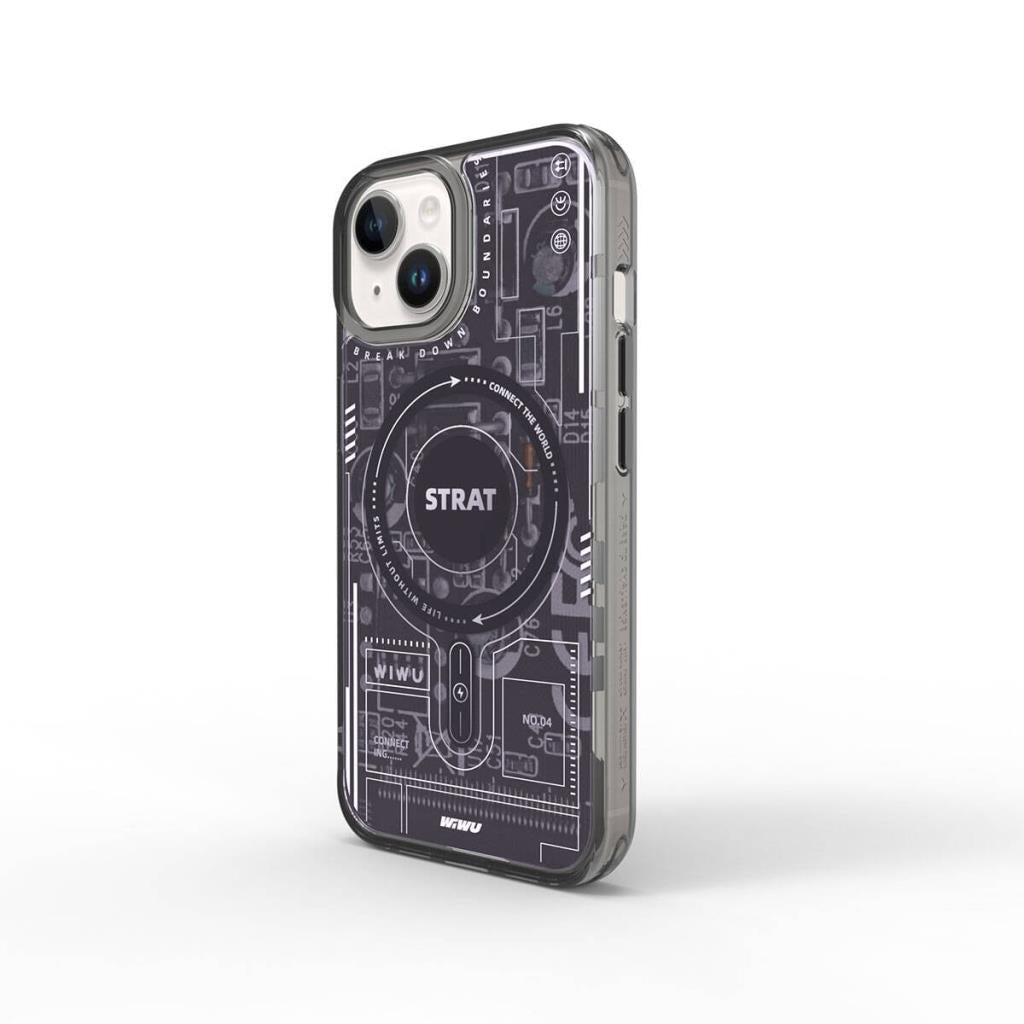 Apple iPhone 15 Kılıf M-safe Şarj Özellikli Desenli Mecha Circuit H Serisi Kapak