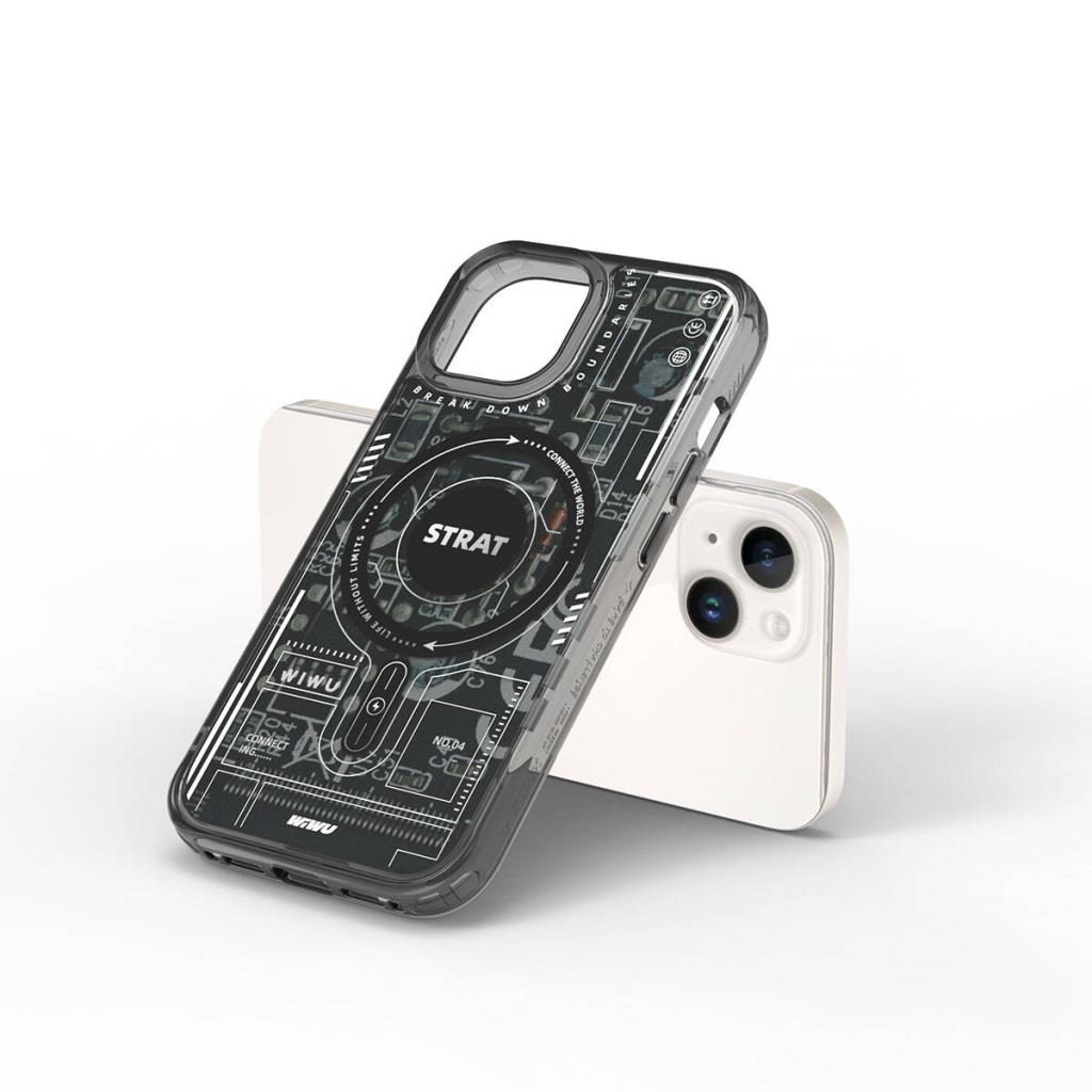Apple iPhone 15 Kılıf M-safe Şarj Özellikli Desenli Mecha Circuit H Serisi Kapak