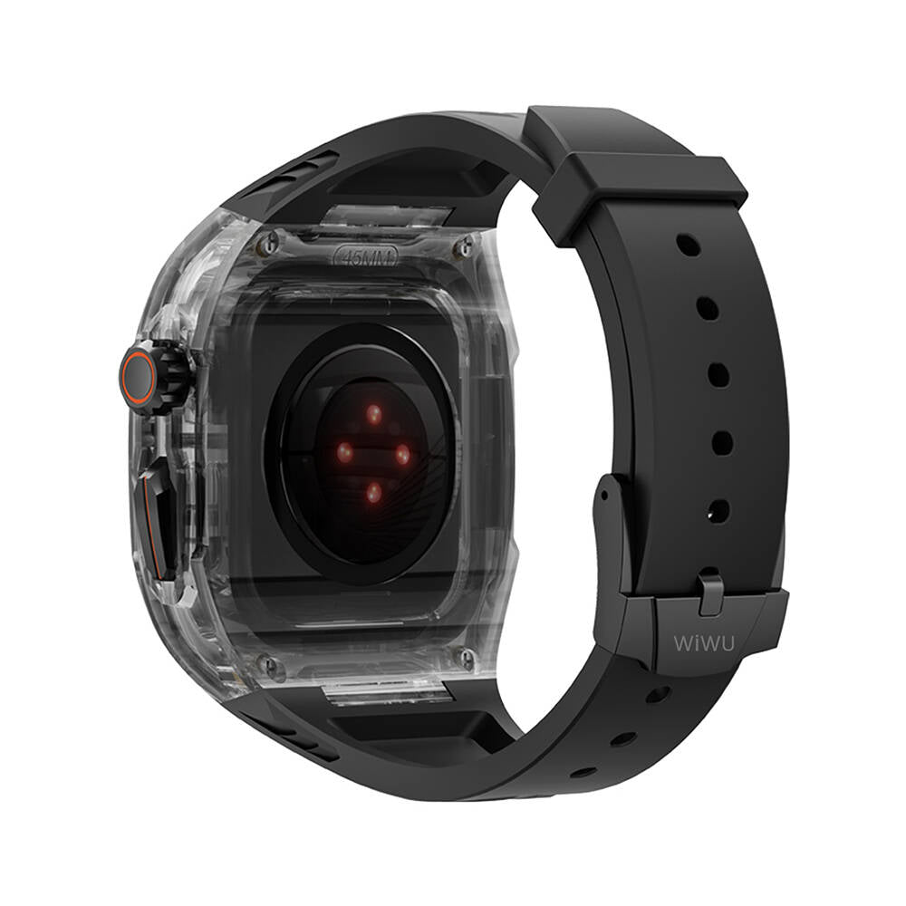 Wi-WB013 Rambo Serisi 2in1 Şeffaf Kasa Apple Watch 44mm Kordon
