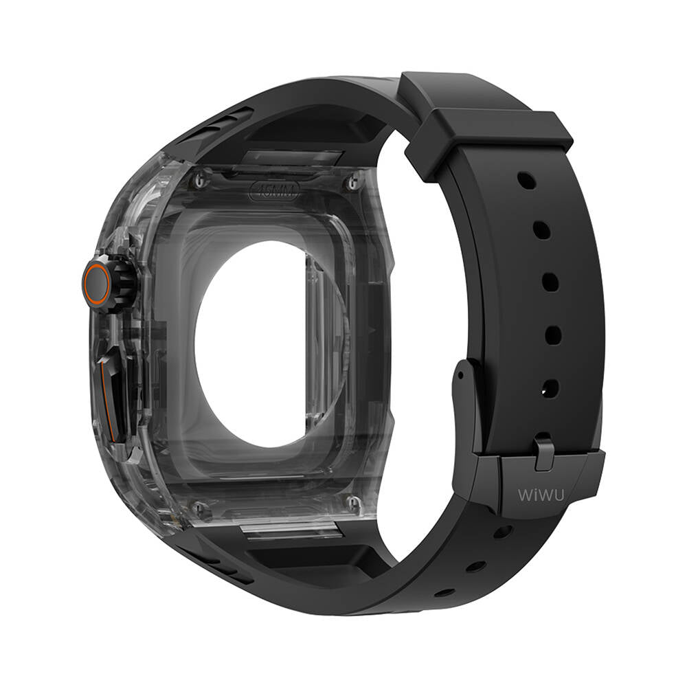 Wi-WB013 Rambo Serisi 2in1 Şeffaf Kasa Apple Watch 44mm Kordon