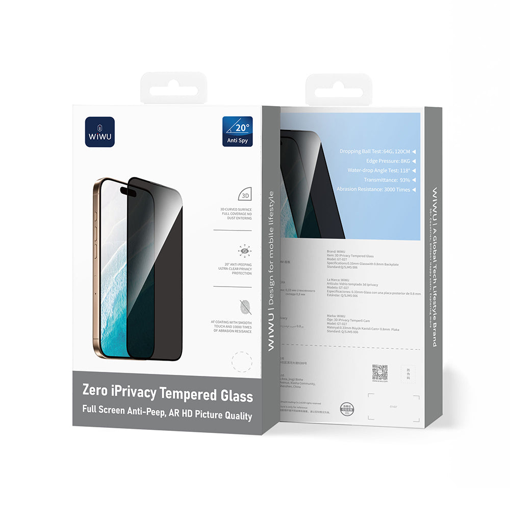 GT-027 Zero Curved Privacy Parmak İzi Bırakmayan iPhone 17 Pro Max Ekran Koruyucu