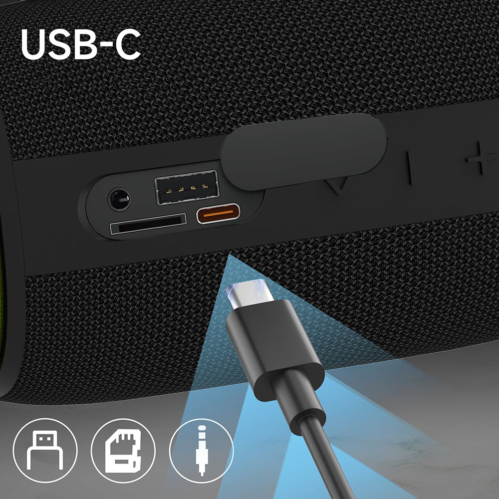 H5 Su Geçirmez RGB Işıklı TWS Bluetooth 15W Hoparlör