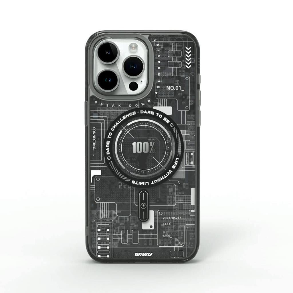 Mecha Circuit H Serisi Magsafe uyumlu Desenli iPhone 15 Pro Max Kılıf