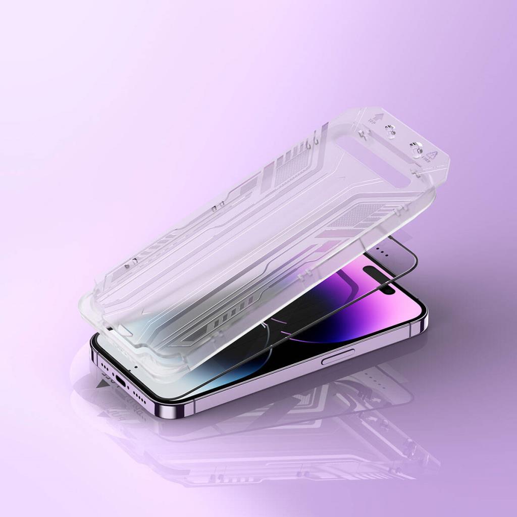 SQ-005 Kolay Uygulama Aparatlı iVista Yüksek Dayanıklı iPhone 15 Pro Max Ekran Koruyucu