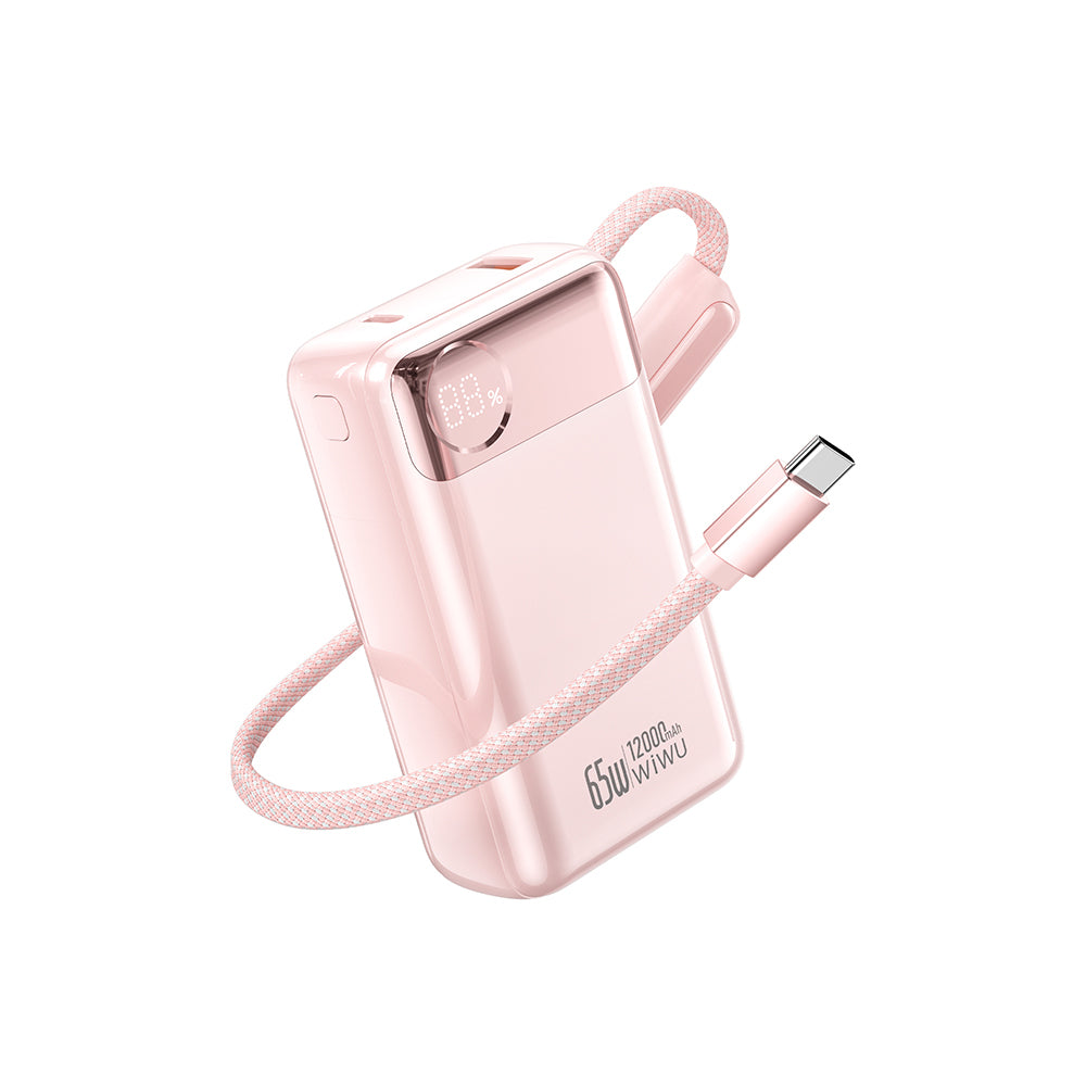 T132 Power Plus Serisi 12000mAh 65W PD Dahili Kablolu Powerbank