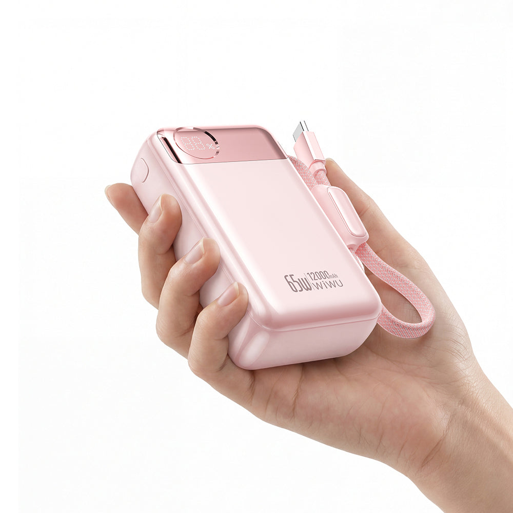 T132 Power Plus Serisi 12000mAh 65W PD Dahili Kablolu Powerbank