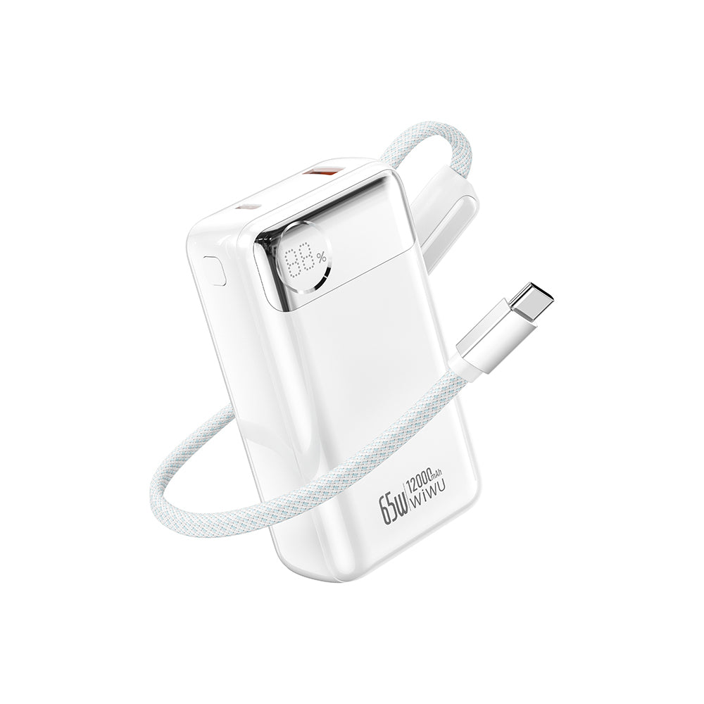 T132 Power Plus Serisi 12000mAh 65W PD Dahili Kablolu Powerbank