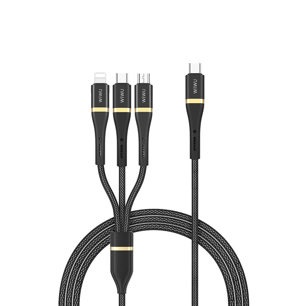 Wi‑C024 Elite 3in1 Type‑C Lightning Type‑C Micro USB 100 W 1.2 m Hızlı Şarj Kablosu