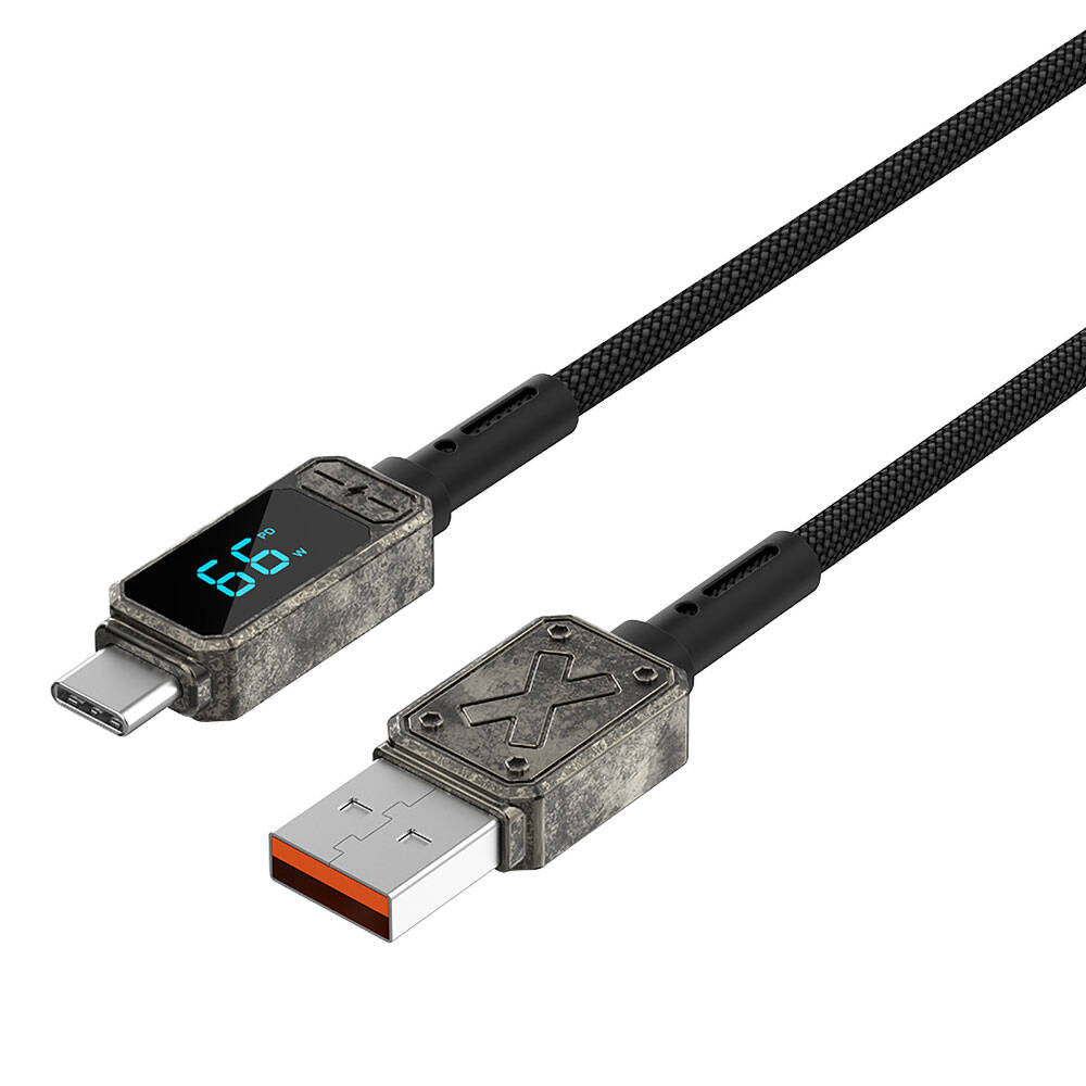 Wi-C038 Titan LED Göstergeli USB-A to Type-C Şarj ve Data Kablosu 66W 1,2 m