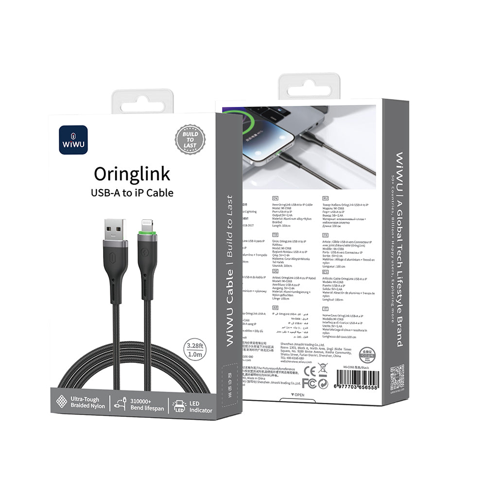 Wi-C068 Orginlink USB-A to Lightning LED Göstergeli Hızlı Şarj Kablosu 1M