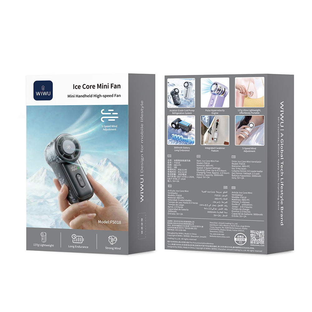 Wi-FS018 Ice Core Mini 100 Kademeli LED Göstergeli Soğutucu El Fanı