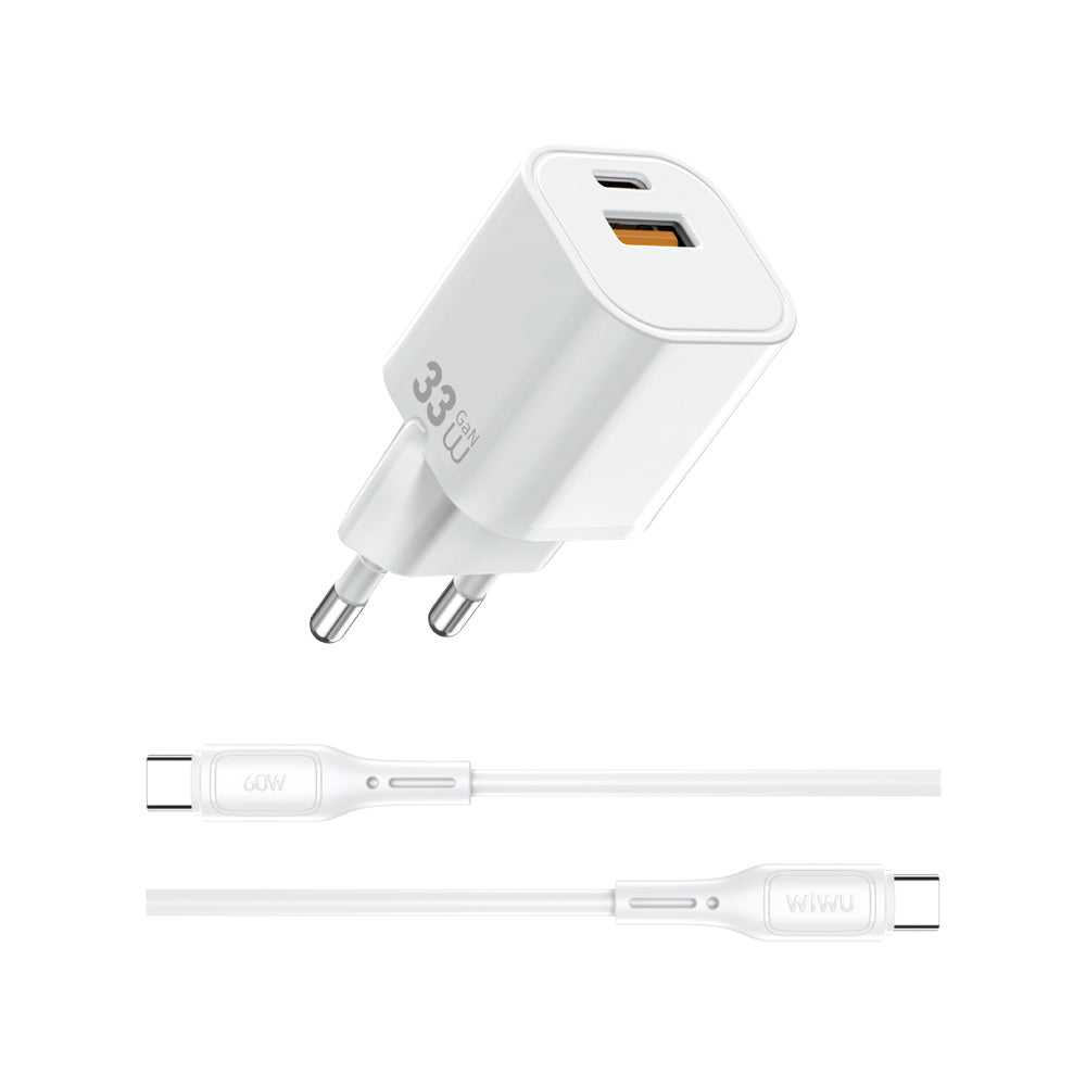 Wi-G018 Cube Gan Type-C to Type-C PD Hızlı Şarj Cihazı ve Kablo Set 33W