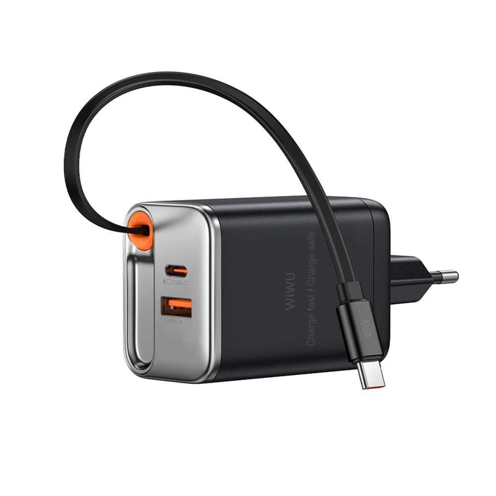 Wi-G021 Helix GaN USB-A to Type-C PD 45W Şarj Cihazı ve Kablo Set