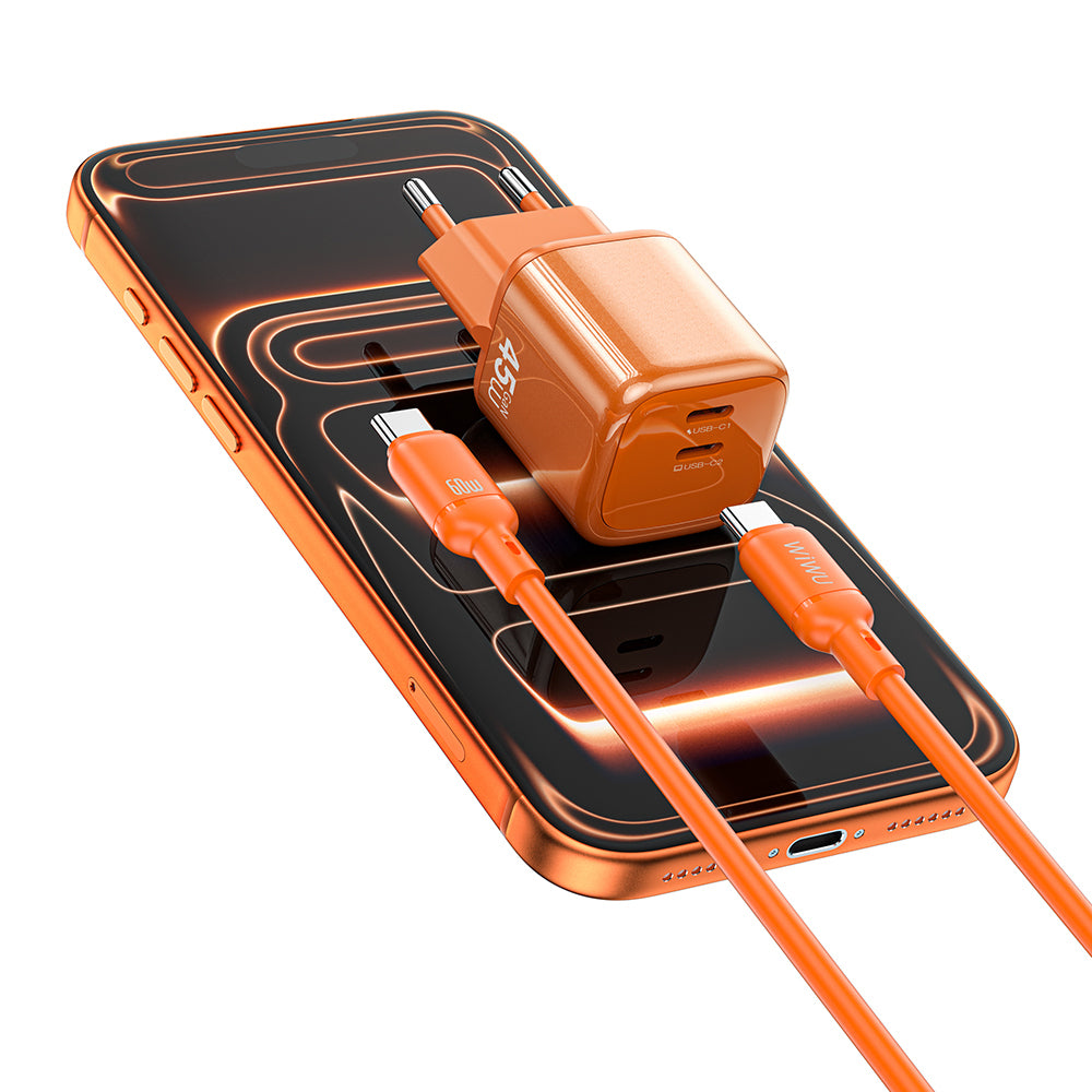 Wi-G025 Cube Serisi 47W GaN Type-C to Type-C Şarj Seti