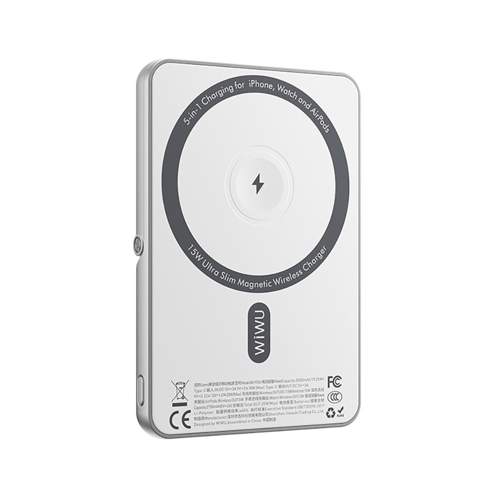 Wi-P034 Dijital LED Göstergeli Standlı Kablosuz Powerbank 5000mAh 15W
