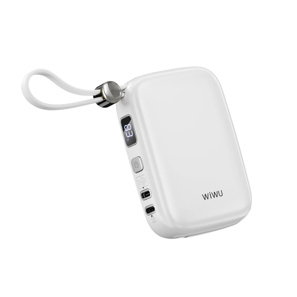 Wi-P042 Monaco Serisi Lightning ve Type-C Kablolu Dijital LED Göstergeli Askılı Powerbank 10000mAh