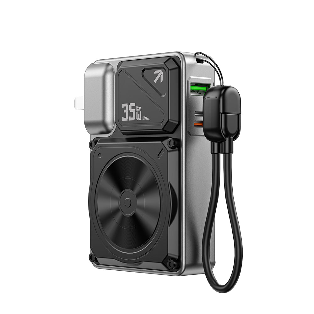 Wi-P057 Knight Serisi Wireless Type-C ve Lightning Kablolu PD Powerbank 35W 10000mAh