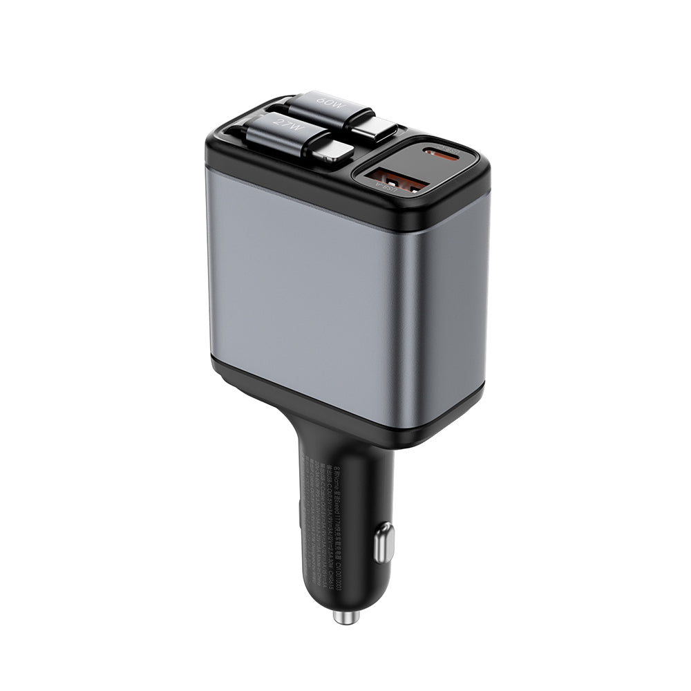 Wi-QC027 117W Led Göstergeli Type-C + Lightning Kablolu Araç Şarj Cihazı