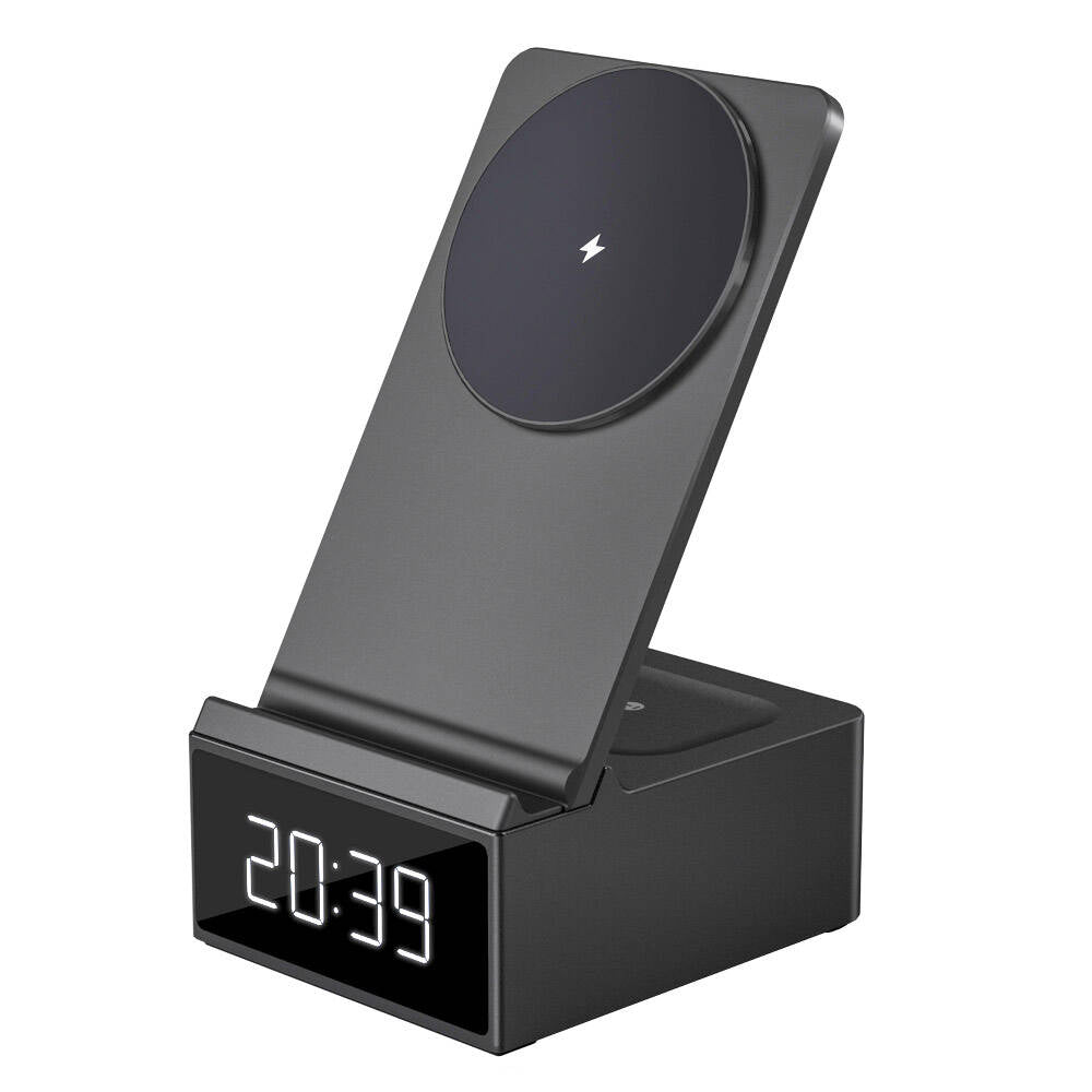 Wi-W011 Platinum 3in1 Dijital Saatli Alarmlı Magnetik Wireless Şarj Standı