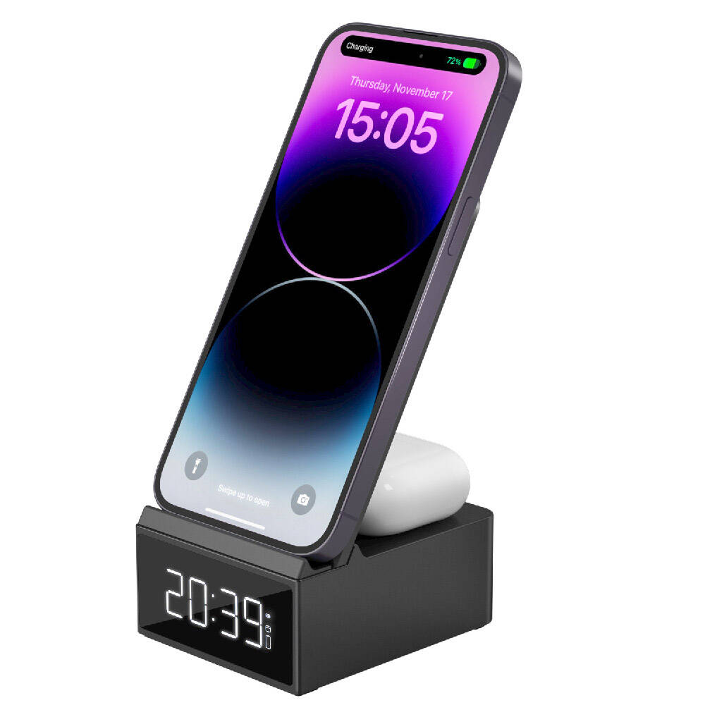 Wi-W011 Platinum 3in1 Dijital Saatli Alarmlı Magnetik Wireless Şarj Standı