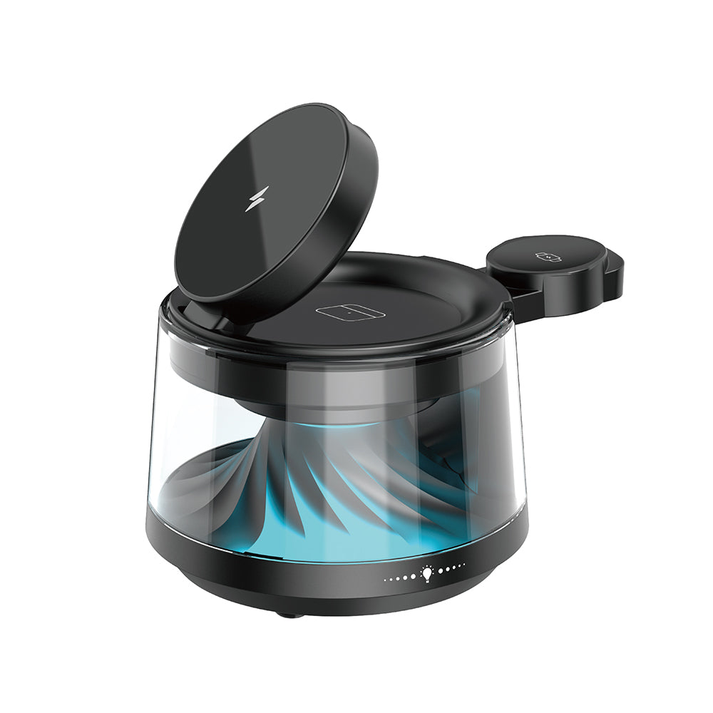 Wi-W039 5in1 Kablosuz Şarj Standı Ambiyans Işıklı Bluetooth Hoparlör 15W