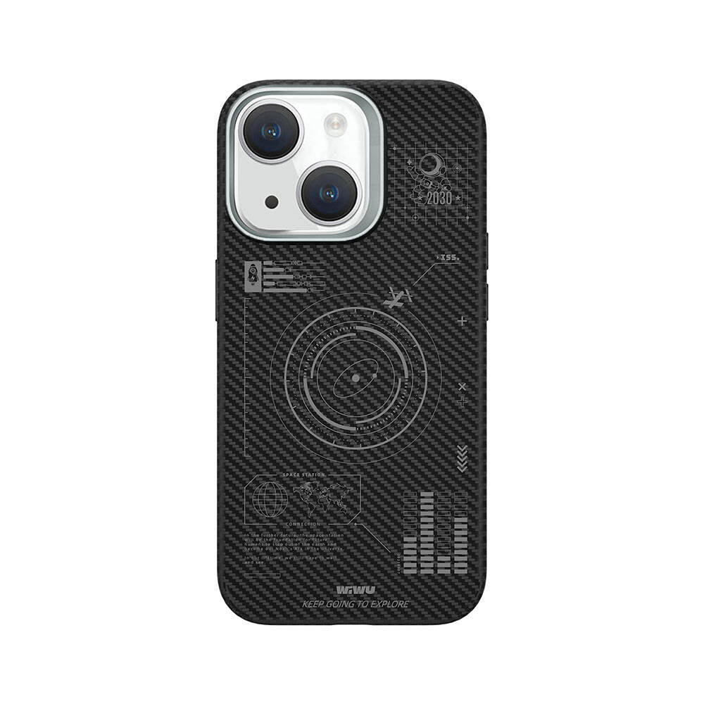 Apple iPhone 15 Plus Kılıf KJZ-017 Karbon Fiber 600D Explore Kevlar Kapak