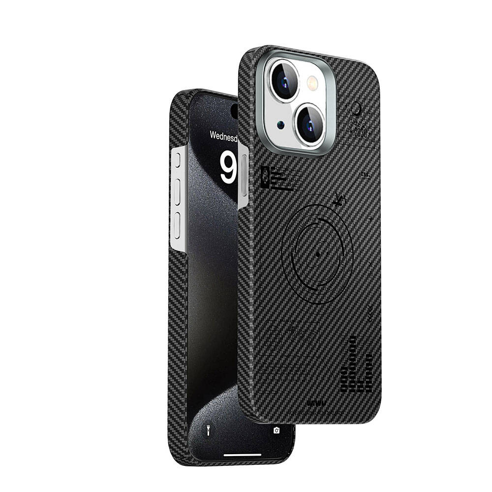 Apple iPhone 15 Plus Kılıf KJZ-017 Karbon Fiber 600D Explore Kevlar Kapak