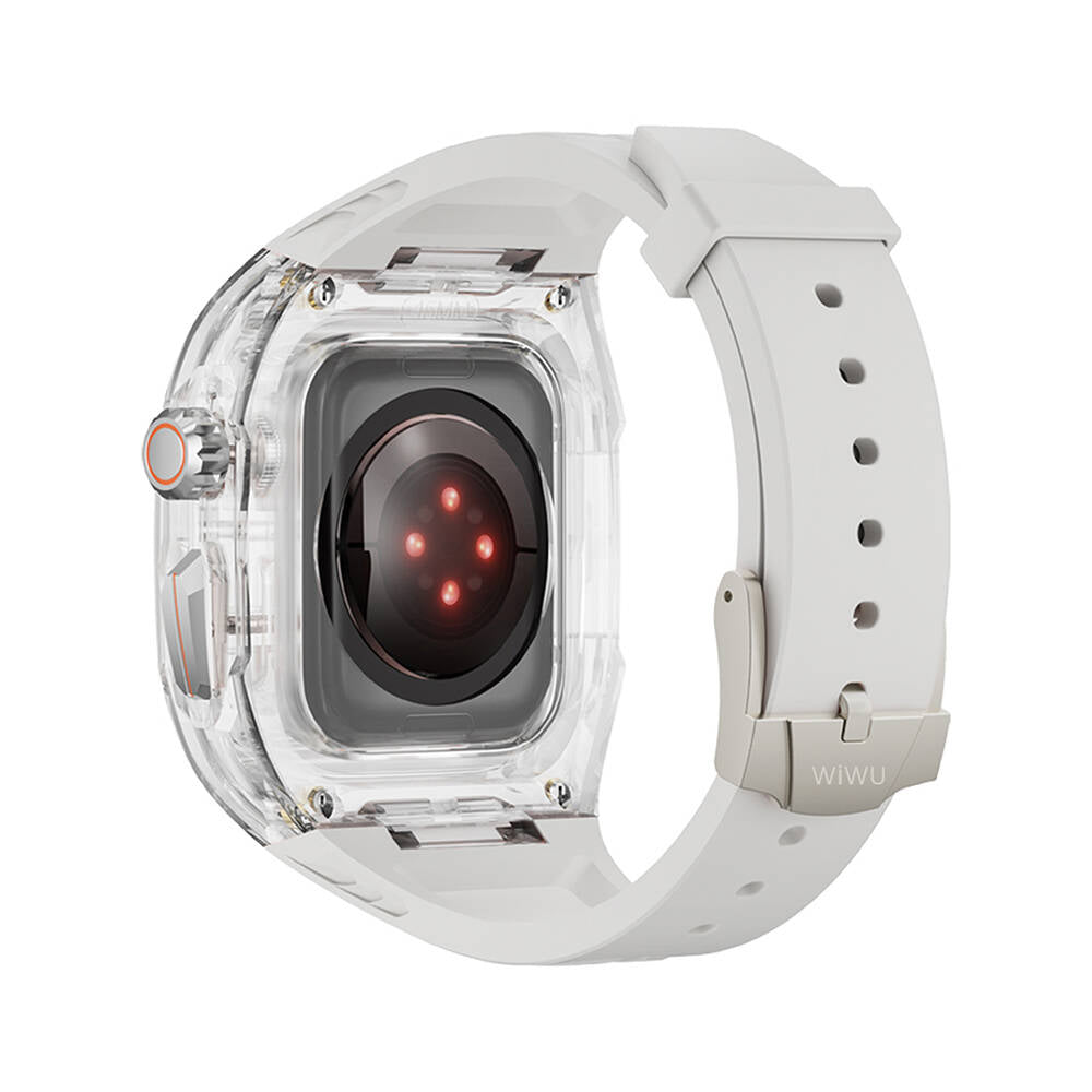 Wi-WB013 Rambo Serisi 2in1 Şeffaf Kasa Apple Watch 44mm Kordon