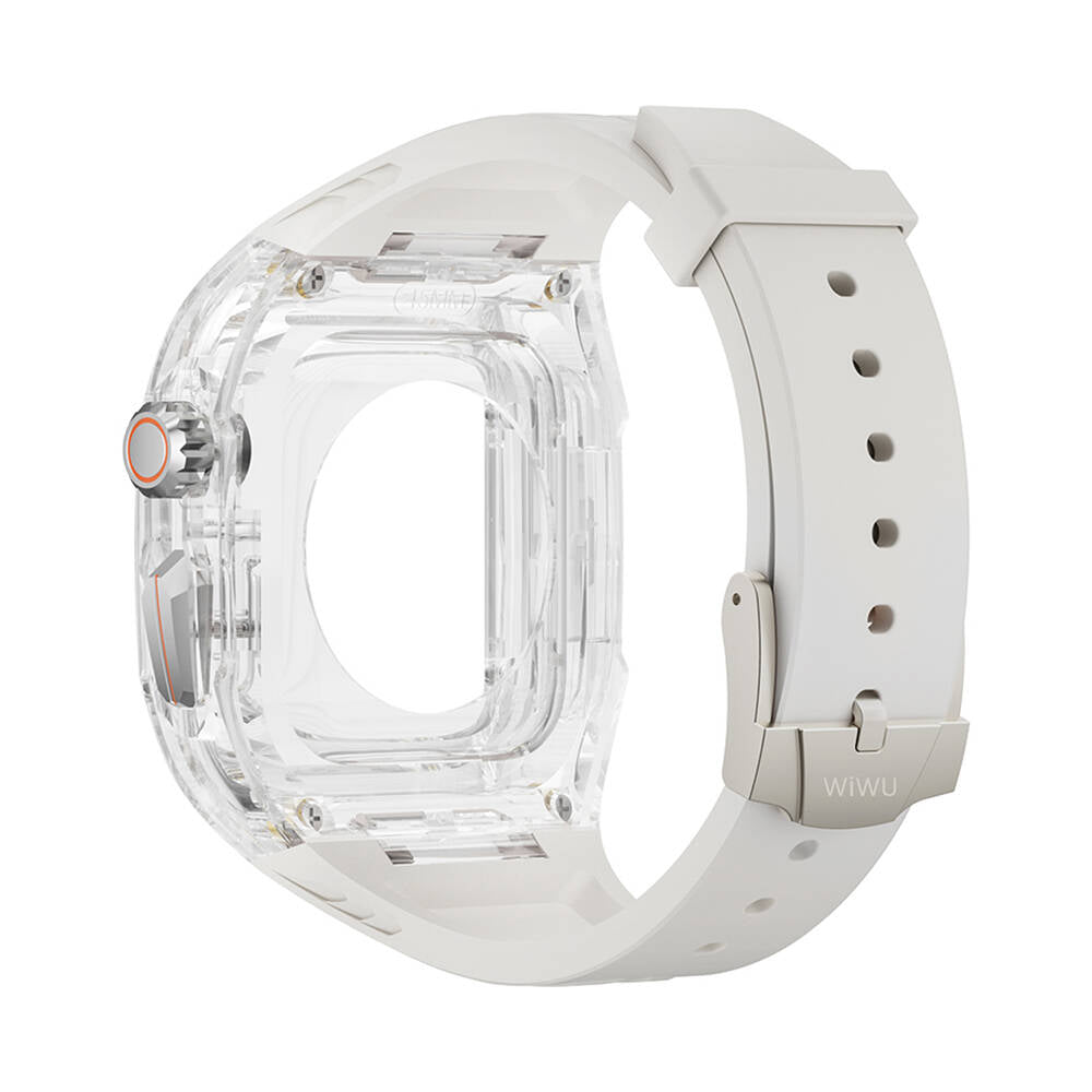 Wi-WB013 Rambo Serisi 2in1 Şeffaf Kasa Apple Watch 44mm Kordon