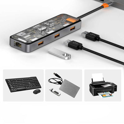 CB008 8in1 Şeffaf Type-C Hub 100W Çoğaltıcı