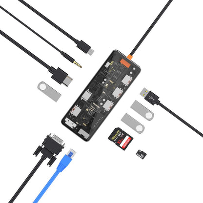 CB011 11in1 Şeffaf Type-C Hub 100W Çoklayıcı
