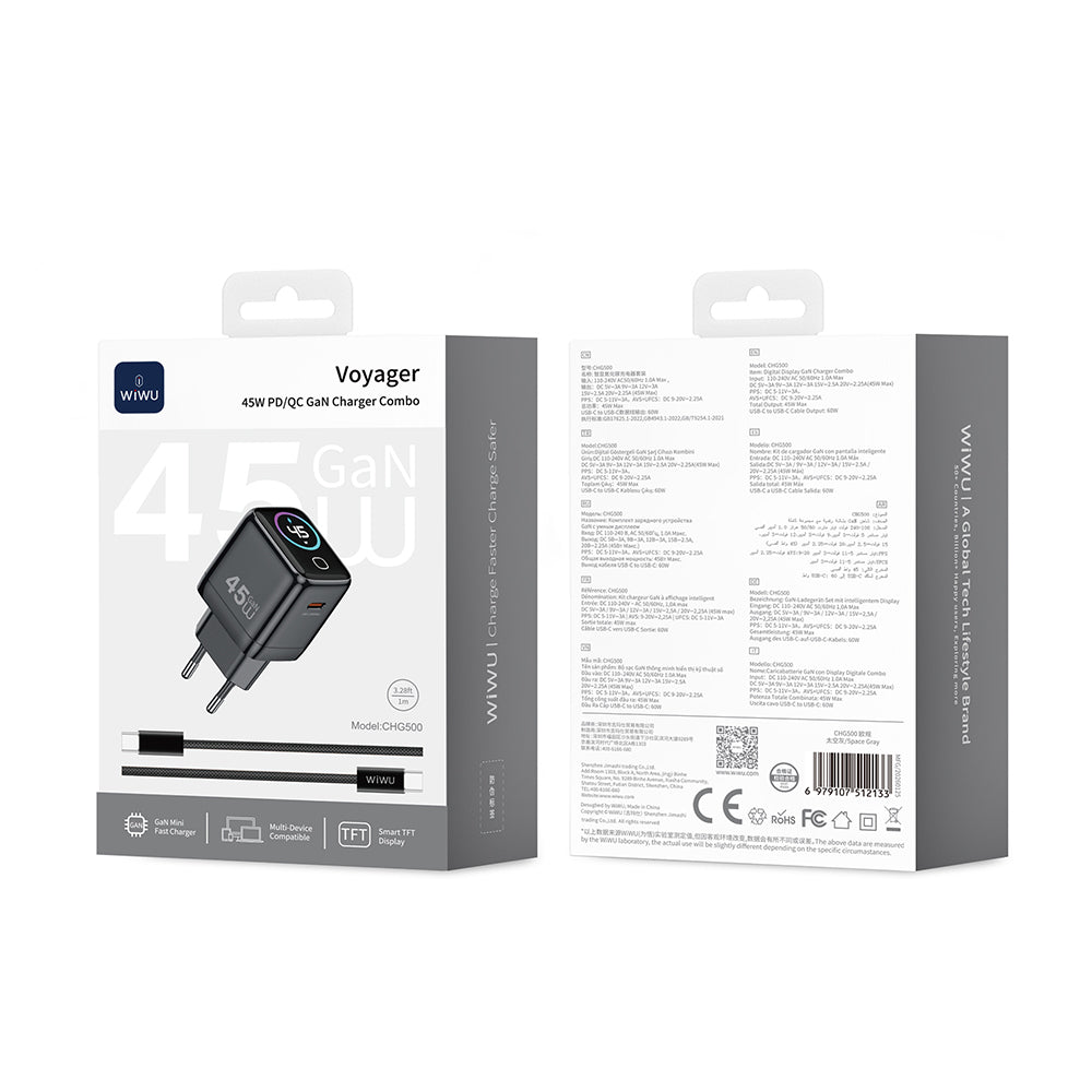 CHG500 Voyager 45W GaN TFT Ekranlı PD Hızlı Şarj Başlığı