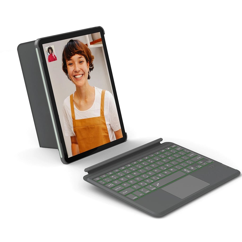 Combo LED Işıklı Magnetik Standlı Klavyeli iPad Kılıfı