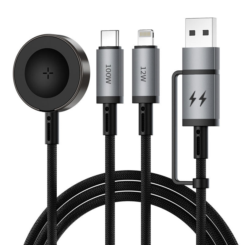 Legend Wi-C050 3in1 USB-A + Type-C to Lightning – Type-C – Akıllı Saat 100W Şarj Kablosu 1.2M