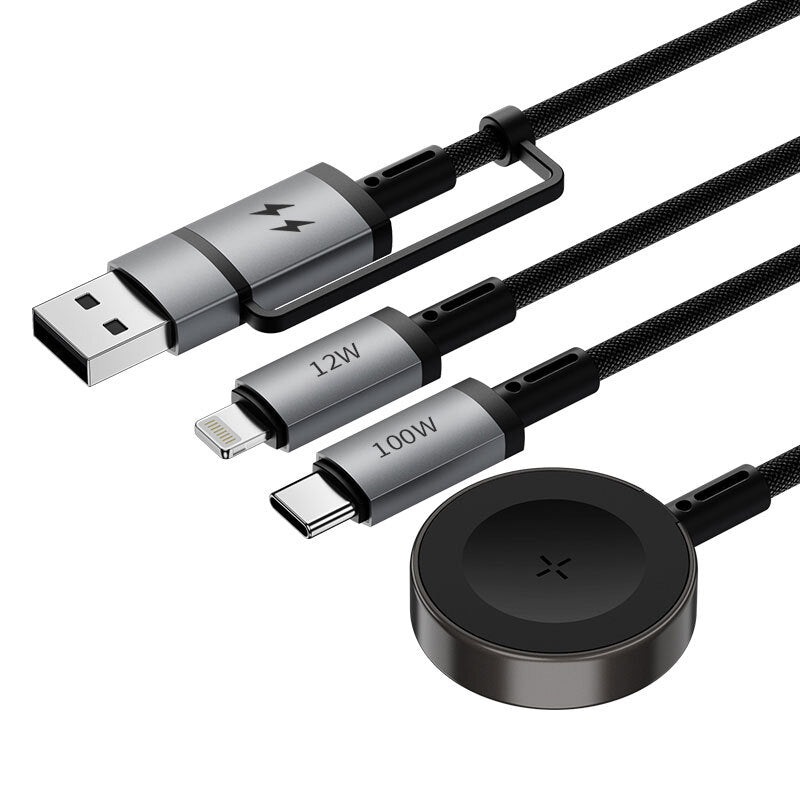 Legend Wi-C050 3in1 USB-A + Type-C to Lightning – Type-C – Akıllı Saat 100W Şarj Kablosu 1.2M