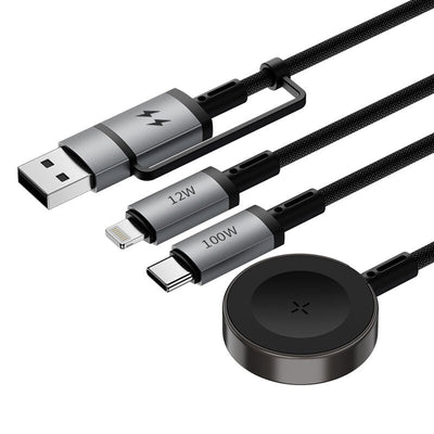 Legend Wi-C050 3in1 USB-A + Type-C to Lightning – Type-C – Akıllı Saat 100W Şarj Kablosu 1.2M