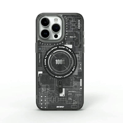 Mecha Circuit H Serisi Magsafe uyumlu Desenli iPhone 15 Pro Max Kılıf