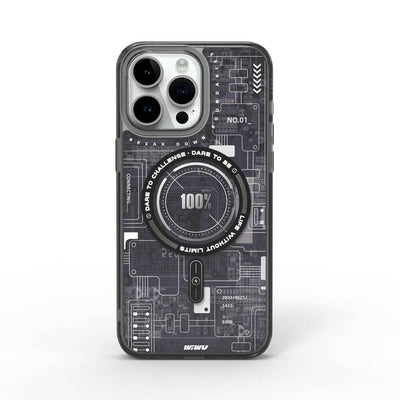 Mecha Circuit H Serisi Magsafe uyumlu Desenli iPhone 15 Pro Max Kılıf