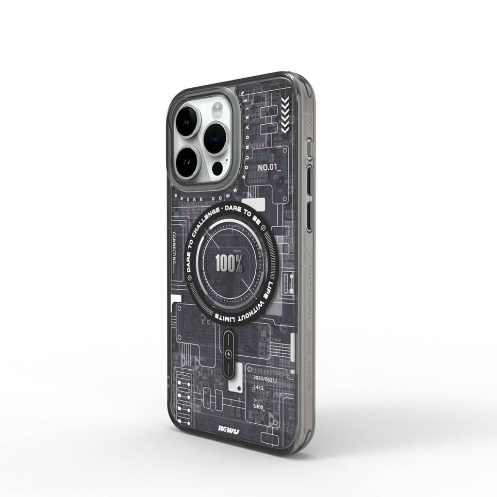 Mecha Circuit H Serisi Magsafe uyumlu Desenli iPhone 15 Pro Max Kılıf