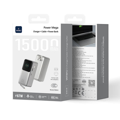 PM-501 Power Mega 15000mAh 67W PD Hızlı Şarjlı Powerbank