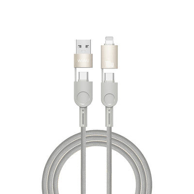 Raptor 4in1 Çoklu USB-A + Type-C to Type-C + Lightning 100W Şarj ve Data Kablosu 120cm