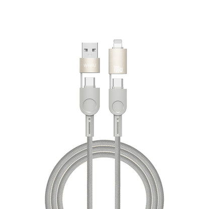 Raptor 4in1 Çoklu USB-A + Type-C to Type-C + Lightning 100W Şarj ve Data Kablosu 120cm