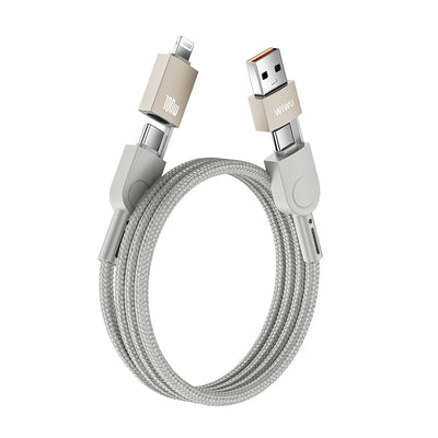 Raptor 4in1 Çoklu USB-A + Type-C to Type-C + Lightning 100W Şarj ve Data Kablosu 120cm