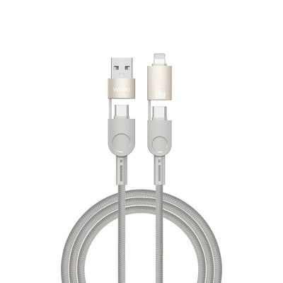 Raptor 4in1 Çoklu USB-A + Type-C to Type-C + Lightning 60W Şarj ve Data Kablosu 2mt