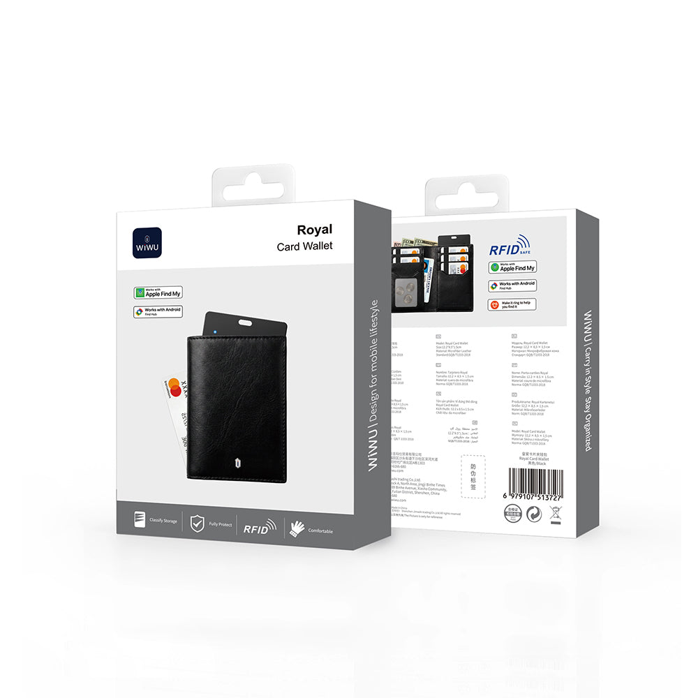 Royal Wallet iOS ve Android Uyumlu RFID Akıllı Takip Özellikli PU Deri Cüzdan