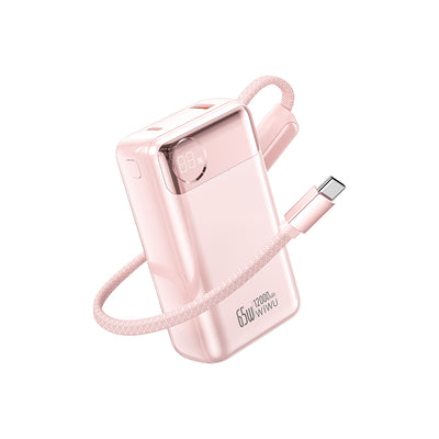 T132 Power Plus Serisi 12000mAh 65W PD Dahili Kablolu Powerbank