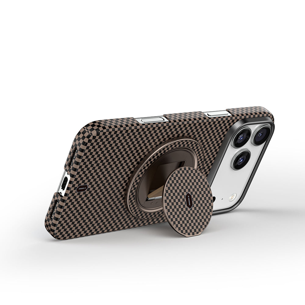Warriors Aramid Fiber 360° Dönebilen Magsafe Yüzük Telefon Tutucu Stand