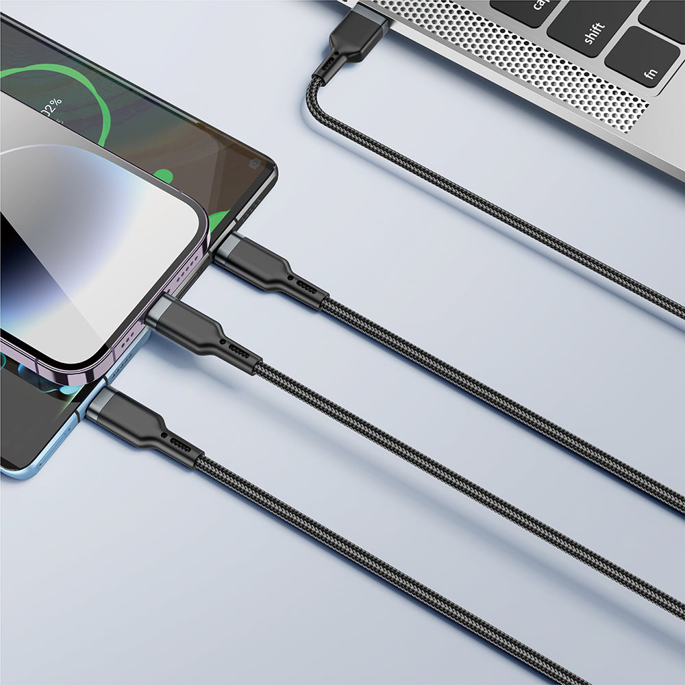 Wi-C014 3in1 USB-A to Lightning – Type-C – Micro 3.1A Şarj Kablosu 1.2M